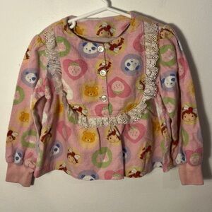 1990s Extremely Rare Strawberry Shortcake Flannel Type Long Sleeve Lace